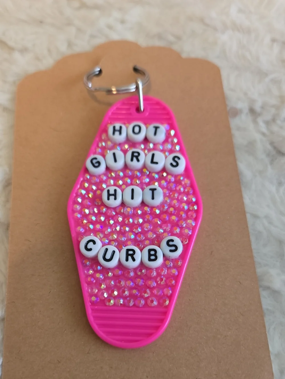 Keychain Handmade Hot Girls Hit Curbs Pink Keychain Charm